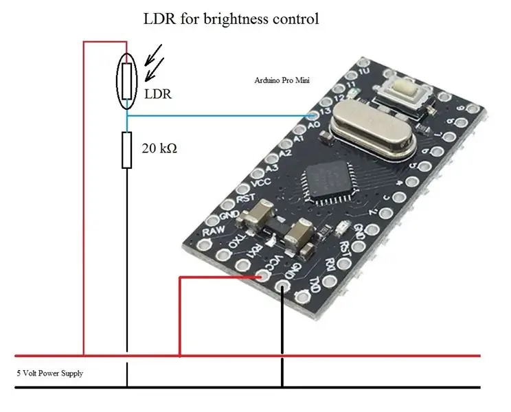 LDR für die Helligkeitssteuerung der Neopixel