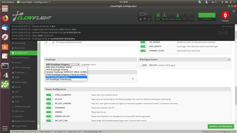 Connecteu el receptor al controlador de vol i configureu Cleanflight