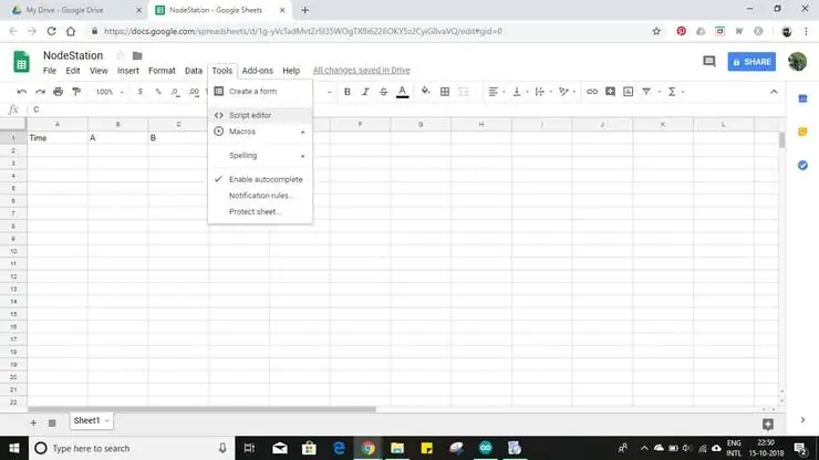 Vierde stap: Google-spreadsheet en het bijbehorende script voorbereiden