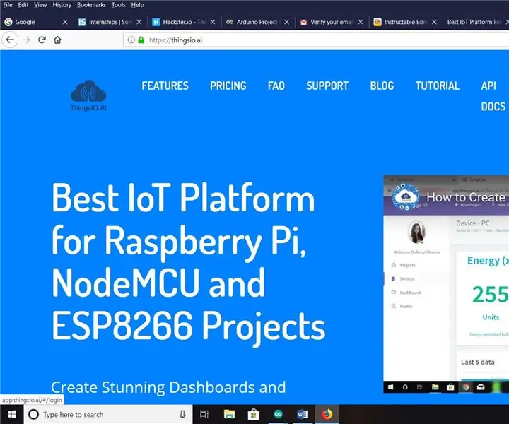 Thingsai.io Iot Cloud Platform көмегімен қозғалыс детекторы: 6 қадам