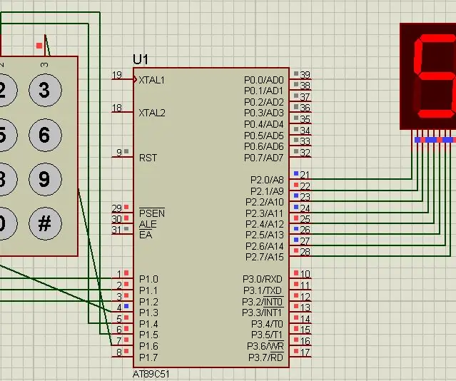 Interfaz de teclado con 8051 y visualización de números de teclado en 7 segmentos: 4 pasos (con imágenes)