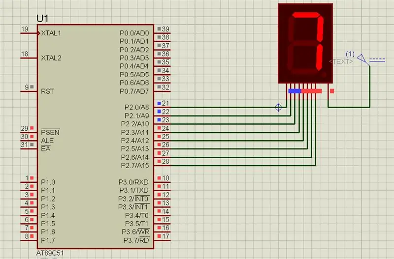 Propojovací mikrokontrolér 8051 se 7segmentovým displejem