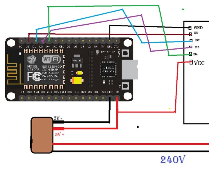 NODEMCU 1.0 (ESP8266) OHJAUSRELE BLYNK: N KÄYTTÖÖN (VERKON YLI): 5 vaihetta (kuvilla)