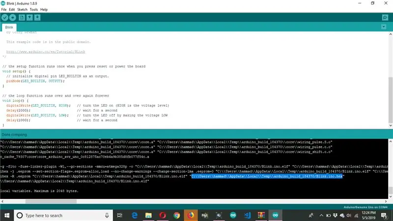 Arduino IDEден HEX файлын түзүңүз