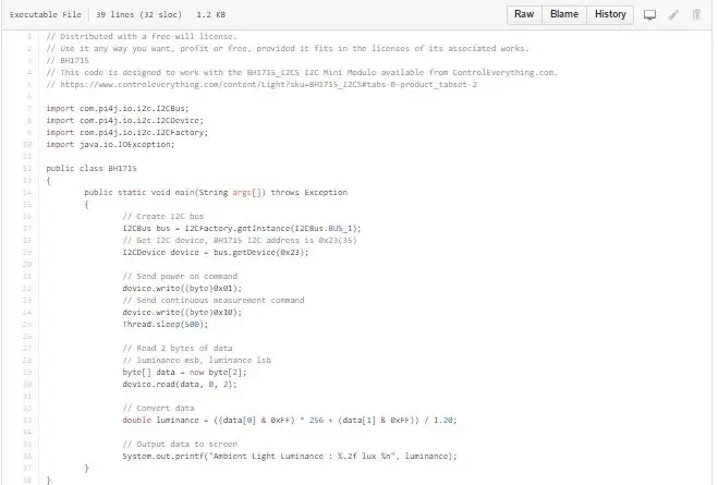 Medición de la intensidad de la luz mediante código Java