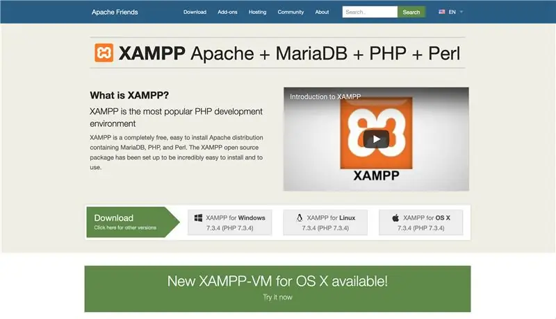 Descărcarea XAMPP din Apache