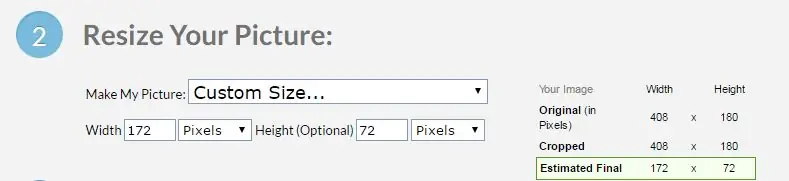 Forbered et bilde med 172x72 oppløsning