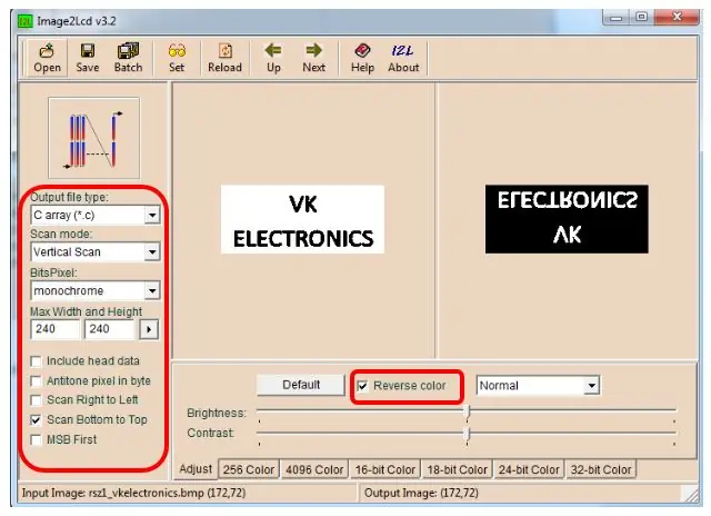 Converteix la imatge BMP en codi font C