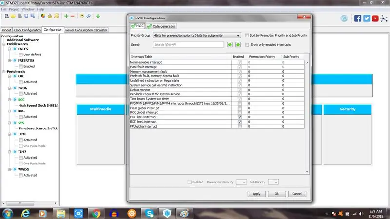 Effettua le selezioni necessarie in STM32cubemx in base alle immagini mostrate in questo tutorial