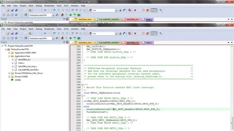 Napíšte kód do súboru STM32L4xx_it.c do Keilu