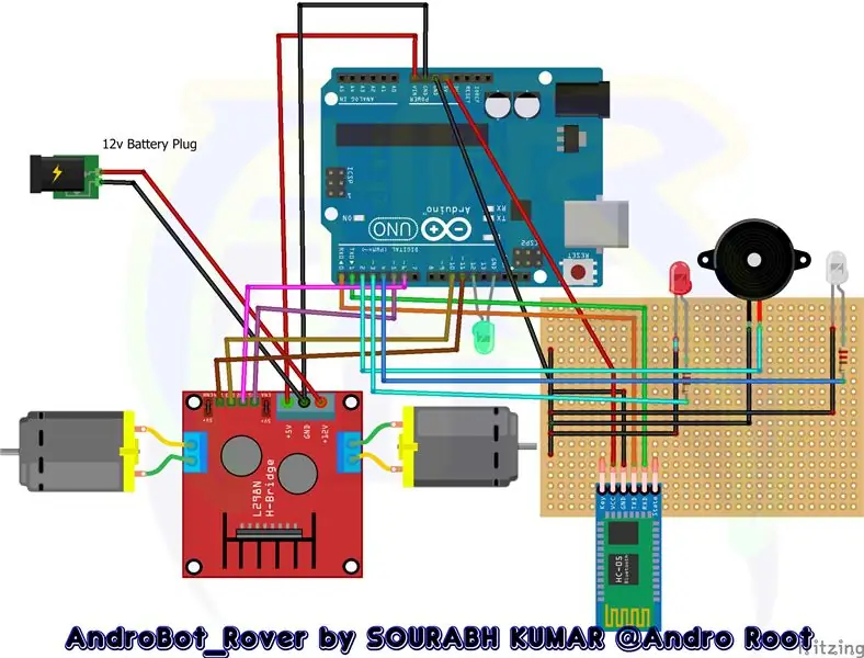 „Bluetooth“valdomo „Android“valdomo „Rover“grandinės schema