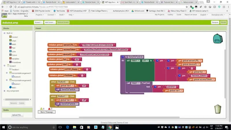 Codifica l'interfaccia utente su MIT App Inventor