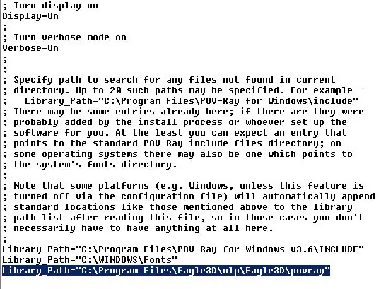 دع POV-Ray يشمل ملفات Eagle3D