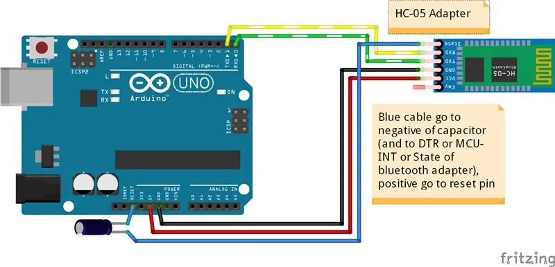 Pievienojiet Bluetooth adapteri Arduino, lai izmantotu kā seriālo savienojumu