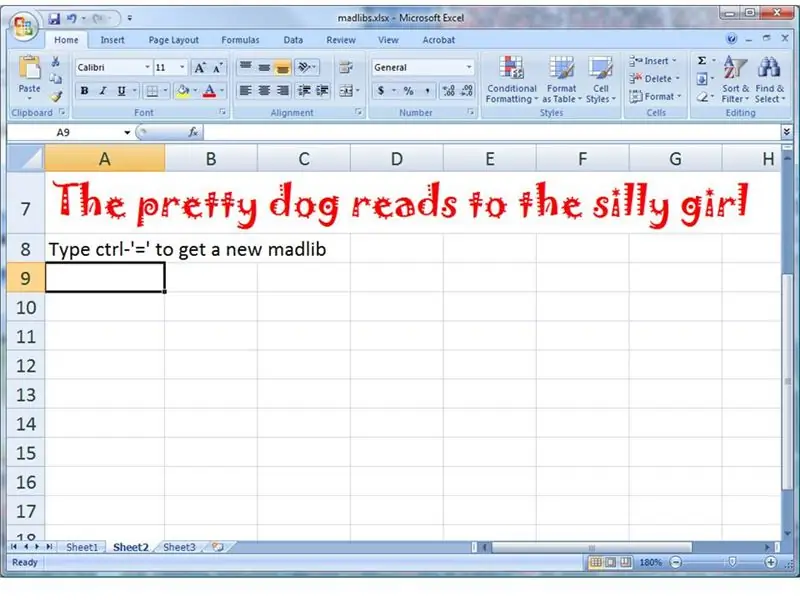 หุ่นยนต์ "MadLib" โดยใช้ Excel: 9 ขั้นตอน