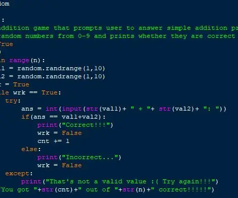 Een toevoegingsspel coderen in Python: 15 stappen