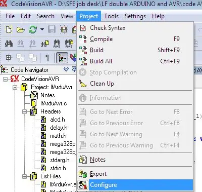 Codevision AVR Setting: Project