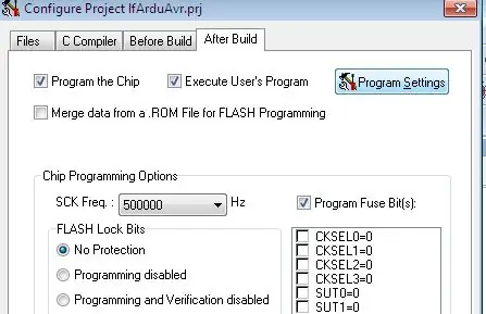 Codevision AVR жөндөөсү: Конфигурациялоо