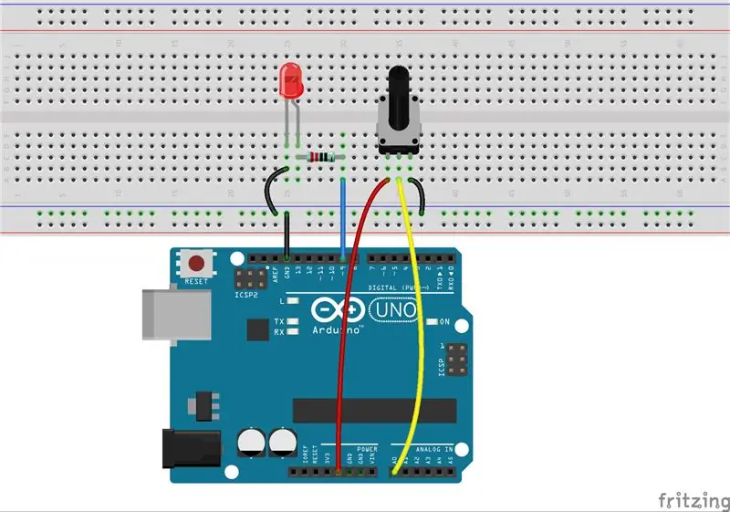 Arduino Uno R3 ile Potansiyometre ile LED Kontrolü