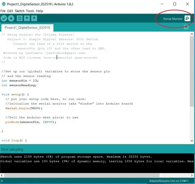 Projekt 1: Neigungsschalter Digitalsensor