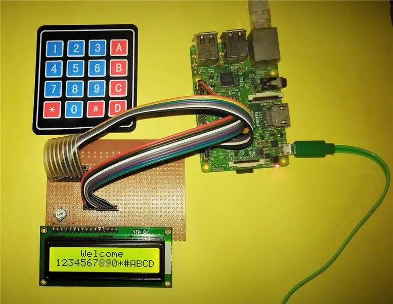 Interface 16x2 Alphanumeric LCD And4x4 Matrix Keypad Raspberry Pi3 менен