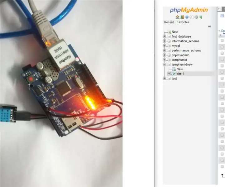 Arduino нь температур, чийгшлийн мэдээллийг MySQL сервер рүү илгээдэг (PHPMYADMIN): 5 алхам