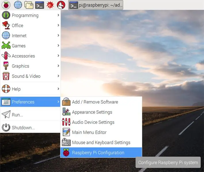 Nyissa meg a Raspberry Pi konfigurációs eszközt a főmenüből