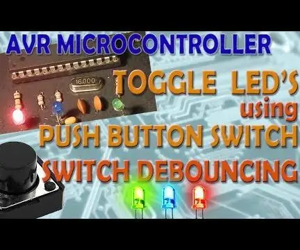 Microcontrolador AVR. Cambie los LED con un interruptor de botón. Desactivación del botón pulsador: 4 pasos