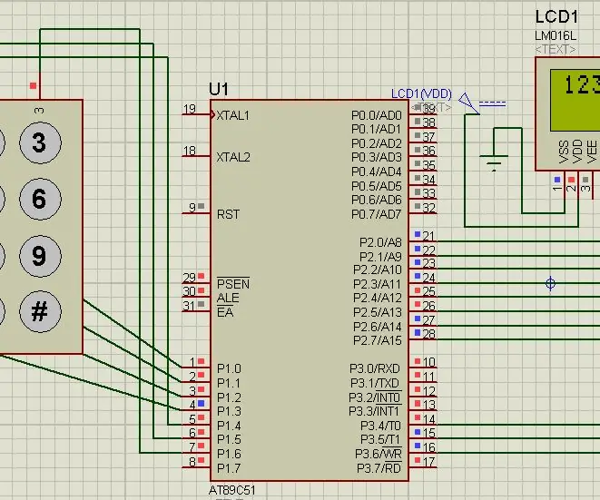 הצגת מספרי לוח המקשים בגודל 16 X 2 LCD עם 8051: 4 שלבים