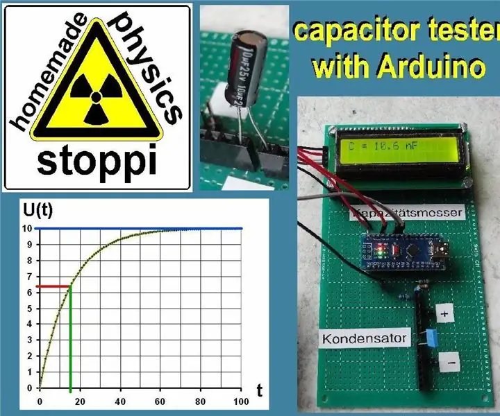 Eenvoudige outomatiese kondensator -toetser / kapasiteitsmeter met Arduino en met die hand: 4 stappe