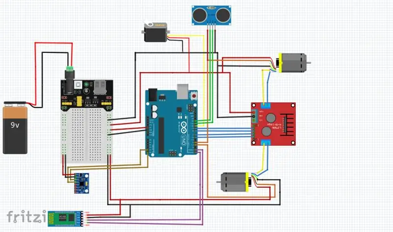 Connecteu el micro servomotor i el sensor d'ultrasons HC SR04 a Arduino