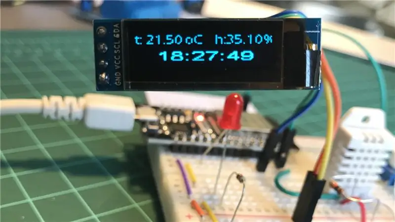 Afișaj ESP32 și OLED: Internet Clock - DHT22