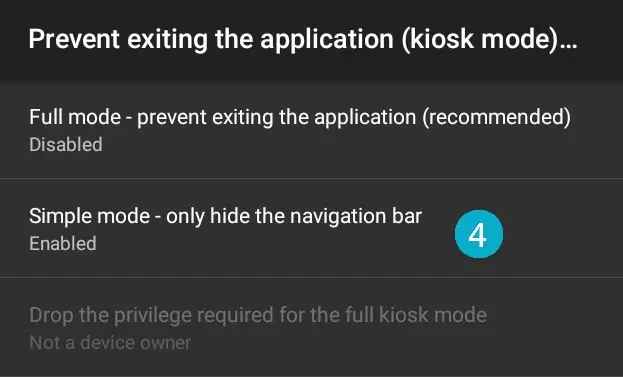 Activarea modului Kiosk