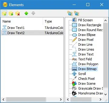 ใน Visuino: เพิ่ม Draw Bitmap Element สำหรับแอนิเมชั่น