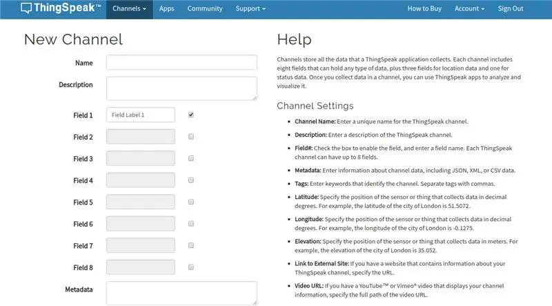 Ustvarite in nastavite svoje kanale Thingspeak