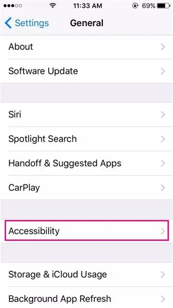 Seleccionar Accessibility/ Accesibilidad