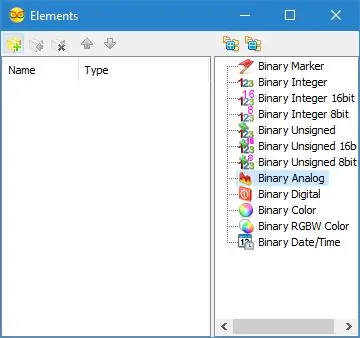 I Visuino: Lägg till tre binära analoga element till paketkomponenten och anslut dem