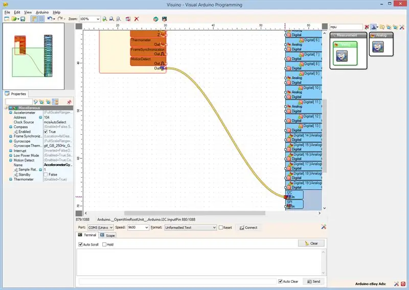 Visuino бағдарламасында: MPU9250 компонентін қосыңыз және қосыңыз