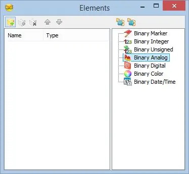 I Visuino: Legg til 7 binære analoge elementer i pakkekomponenten og spesifiser navnene deres