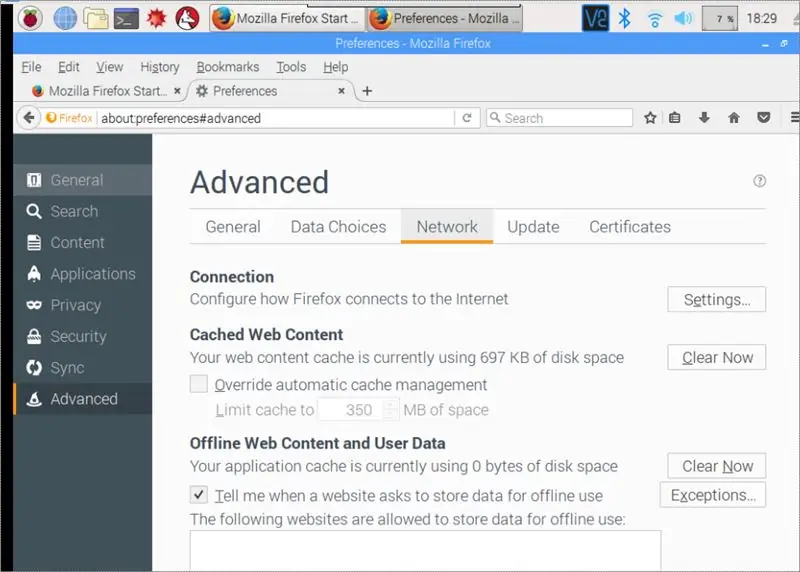 Konfigurer Firefox Advanced Network