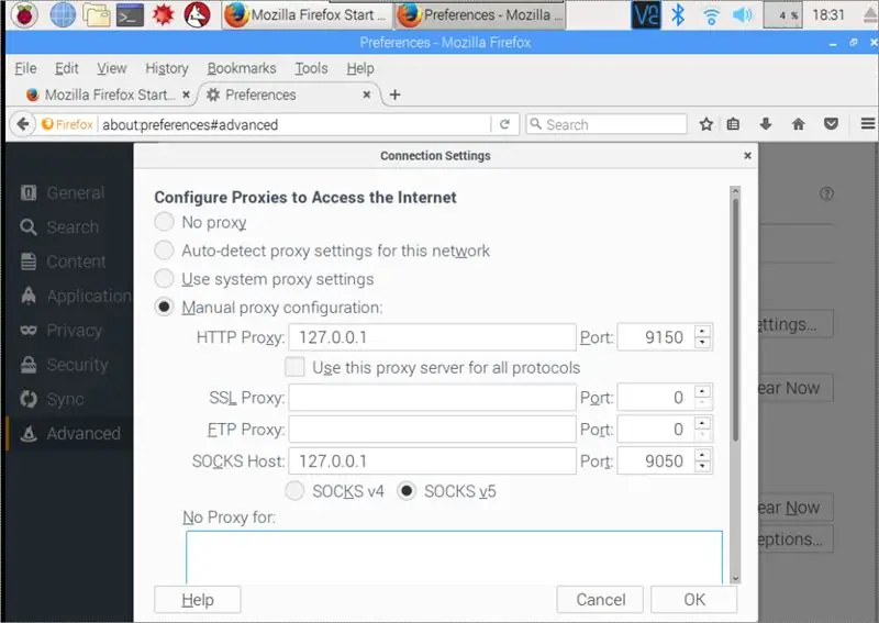 Stel Firefox Advanced Network op