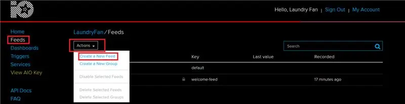 ESP8266 ühendamine Adafruit IO -ga: voogude loomine