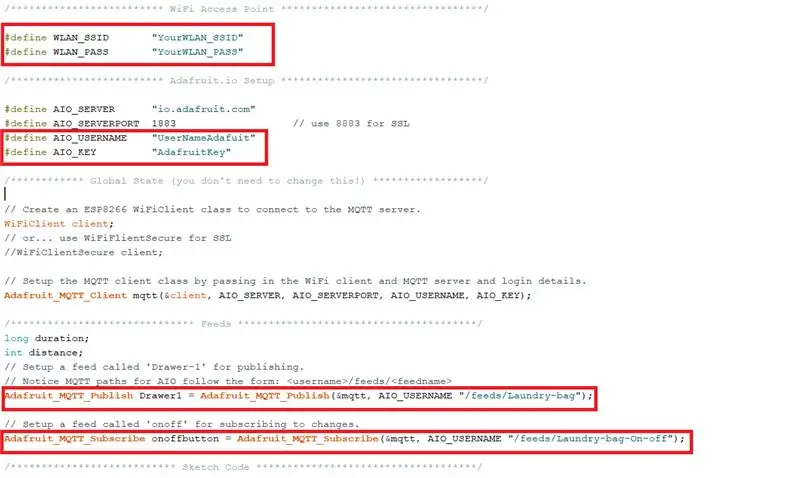 Adafruit IO ашиглан ESP8266 -ийг холбох нь: Хэт авианы мэдрэгчийн код үүсгэх