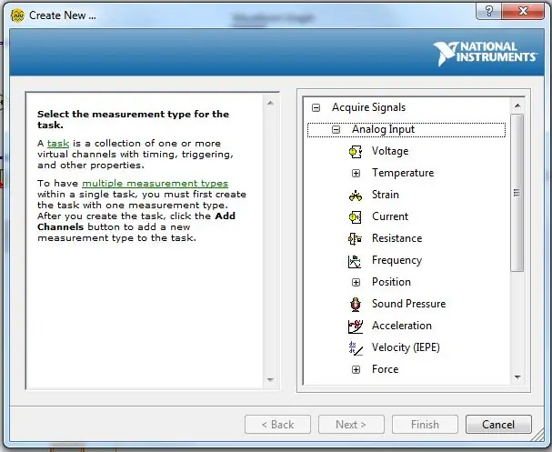 เปิด LabView สร้างโปรเจ็กต์ใหม่ และตั้งค่า DAQ Assistant