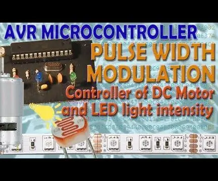 AVR mikrovezérlő. Impulzus szélesség moduláció. Az egyenáramú motor és a LED -fényerősség vezérlője: 6 lépés