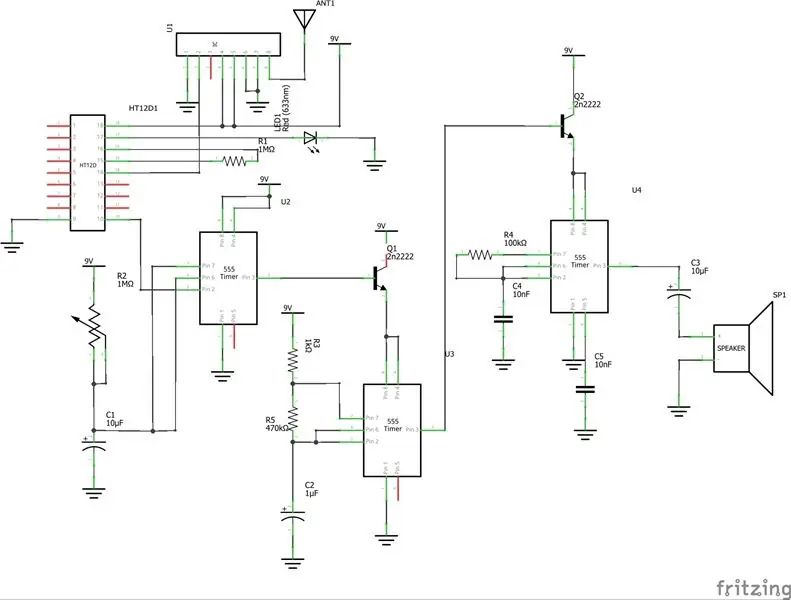 Schakelschema voor een volledige elektronische bel