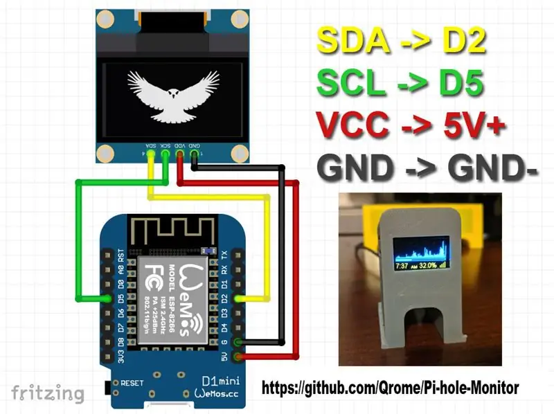 I2C OLED дисплейі бар Wemos D1 Mini дәнекерлеу