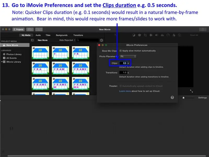 Définissez la durée des clips