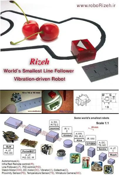 Comment fabriquer le plus petit robot suiveur de ligne au monde (robo Rizeh): 7 étapes (avec photos)