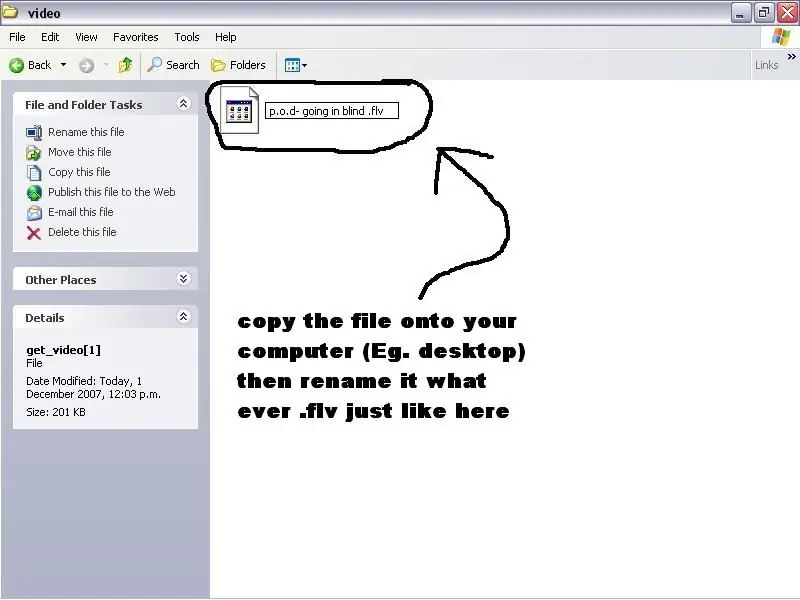 Zatímco jste v dočasných internetových souborech, zkopírujte soubor, který byl videem